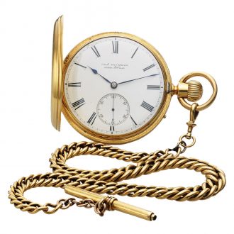 English 18K yellow gold hunting cased pocket watch Circa 1885