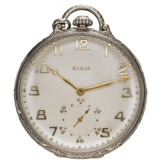 American 14 carat white gold keyless pocket watch Circa 1930