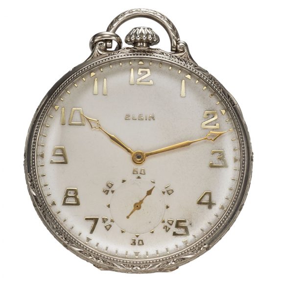 American 14 carat white gold keyless pocket watch Circa 1930