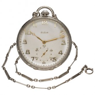 American 14 carat white gold keyless pocket watch Circa 1930