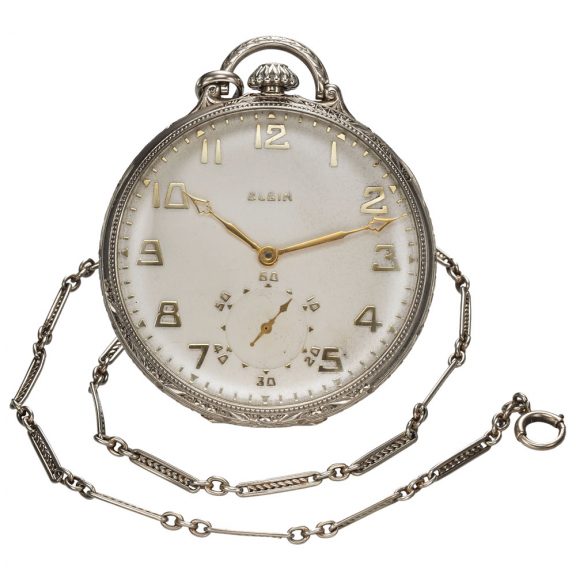 American 14 carat white gold keyless pocket watch Circa 1930 American 14 carat white gold keyless pocket watch Circa 1930