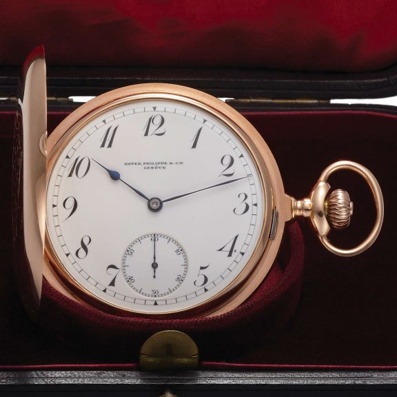 Large Swiss pink gold hunting cased pocket watch Circa 1910