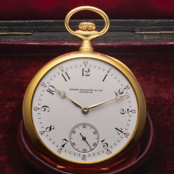 Swiss yellow gold open faced keyless pocket watch Circa 1910