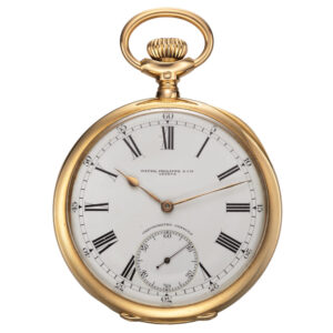Swiss yellow gold open faced lever pocket watch Circa 1910
