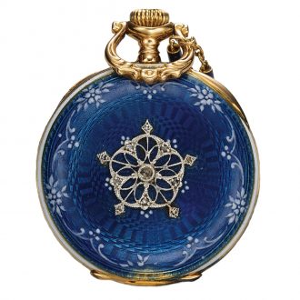 Swiss gold, enamel and diamond lady's pendant watch Circa 1908