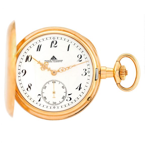 German 14K gold hunting cased precision watch Circa 1930