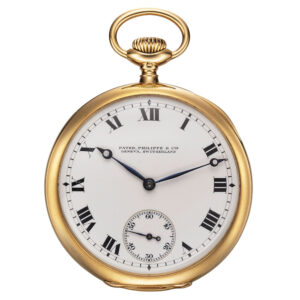 Swiss yellow gold open faced keyless dress watch Circa 1915