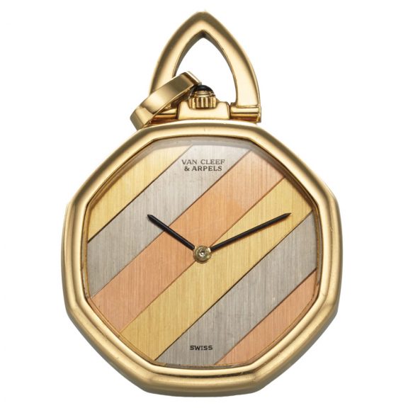 Swiss 18-carat yellow gold octagonal lever pendant watch Circa 1990