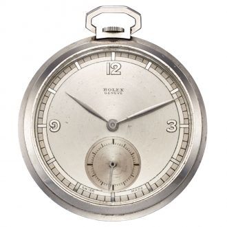 Ultra thin Swiss stainless steel keyless pocket watch Circa 1950