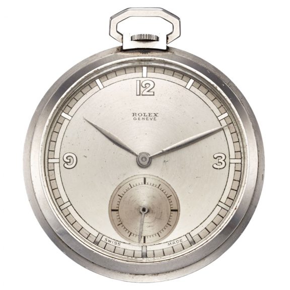 Ultra thin Swiss stainless steel keyless pocket watch Circa 1950