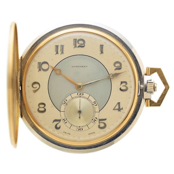 Swiss yellow and white gold Art Deco pocket watch Circa 1920
