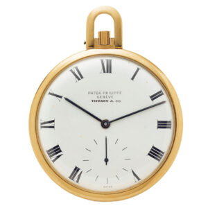 Swiss 18K yellow gold open faced keyless dress watch Circa 1966