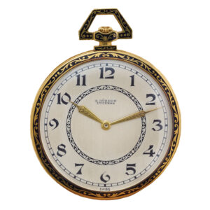 Swiss gold and enamel Art Deco lever pocket watch Circa 1920