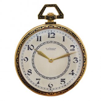 Swiss gold and enamel Art Deco lever pocket watch Circa 1920