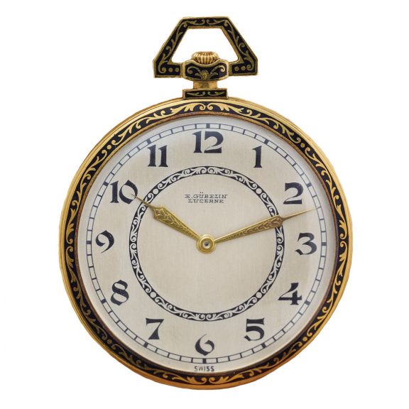 Swiss gold and enamel Art Deco lever pocket watch Circa 1920