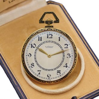Swiss gold and enamel Art Deco lever pocket watch Circa 1920