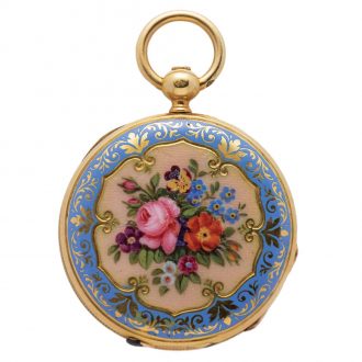 French miniature gold and enamel pendant watch Circa 1850