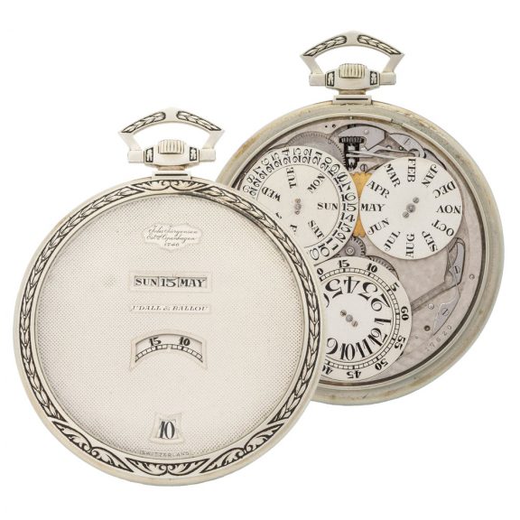 Rare Danish white gold Art Deco digital display dress watch Circa 1930