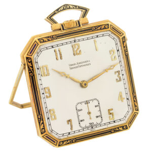 Danish yellow and white gold Art Deco enamel pocket watch Circa 1925