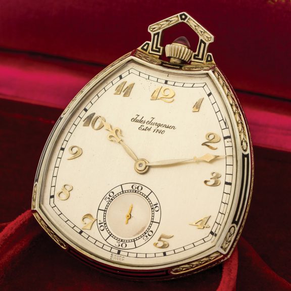 Danish 18k white gold and enamel pocket watch Circa 1925