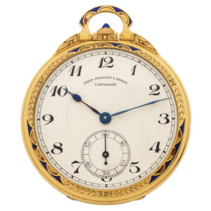 Danish yellow gold Art Deco enamel pocket watch Circa 1925