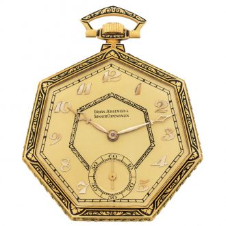 Danish gold and enamel Art Deco pocket watch Circa 1920