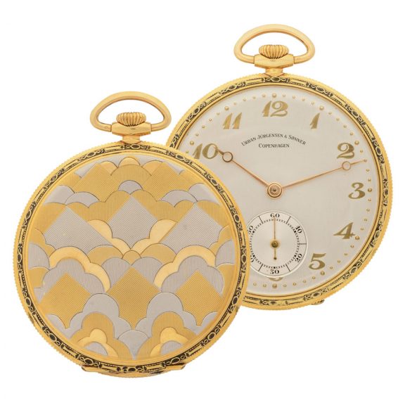 Danish multicoloured gold Art Deco pocket watch Circa 1920 Danish multicoloured gold Art Deco pocket watch Circa 1920