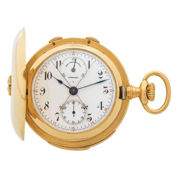 Danish yellow gold split-second chronograph Circa 1910