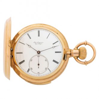 large Danish gold minute repeating keyless pocket watch Circa 1885