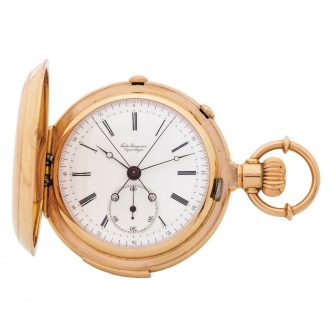 Small Danish 18K gold split-second chronograph Circa 1889