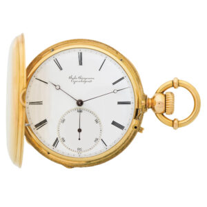Fine Danish gold engine turned lever pocket watch Circa 1864