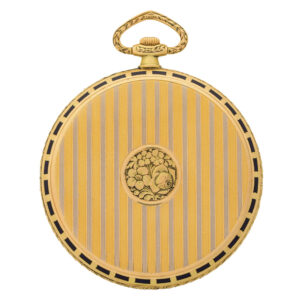 Swiss yellow, white gold and enamel dress pocket watch Circa 1925