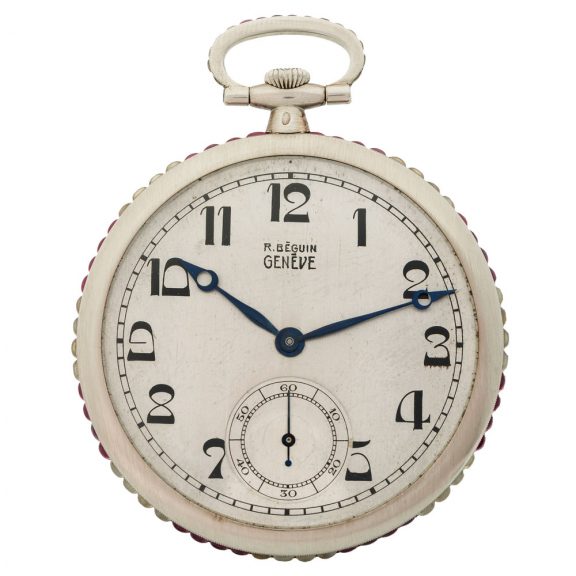 Swiss 18K white gold Art Deco keyless dress watch Circa 1923