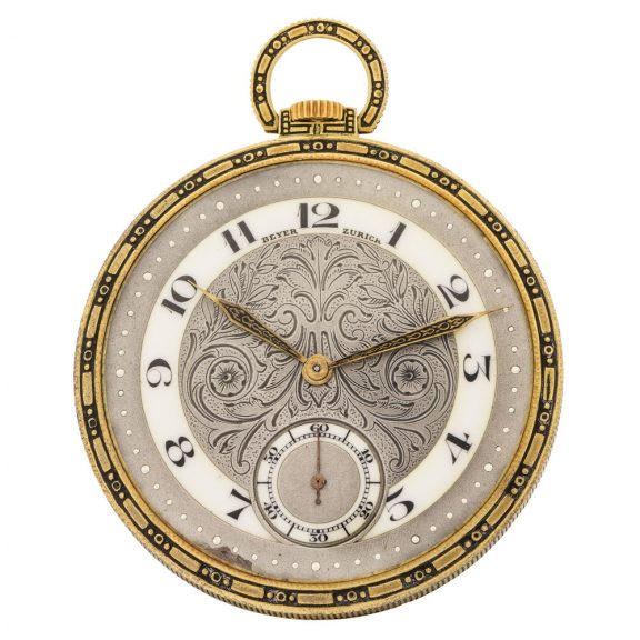 Swiss yellow gold Art Deco lever pocket watch Circa 1925