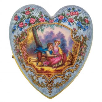 Large Swiss silver-gilt and enamel heart-shaped pocket watch Circa 1819
