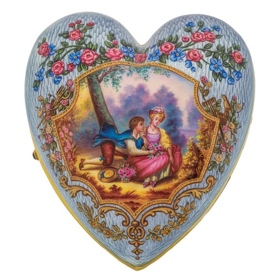 Large Swiss silver-gilt and enamel heart-shaped pocket watch Circa 1819