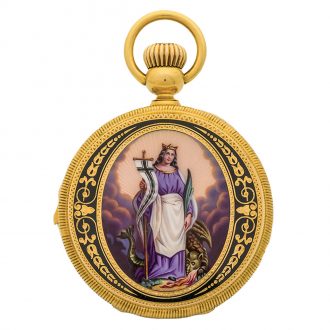 Swiss gold and enamel quarter repeating pocket watch Circa 1910