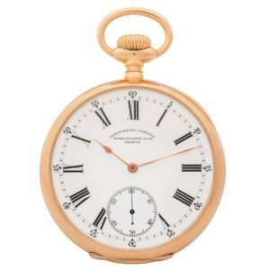 Swiss 18K pink gold Chronometro Gondolo pocket watch Circa 1904