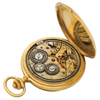 Rare Swiss gold minute repeating keyless pocket watch Circa 1910
