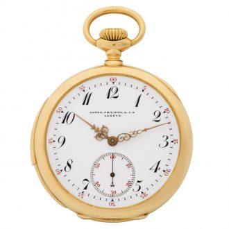 Swiss 18K gold minute repeating keyless pocket watch Circa 1908