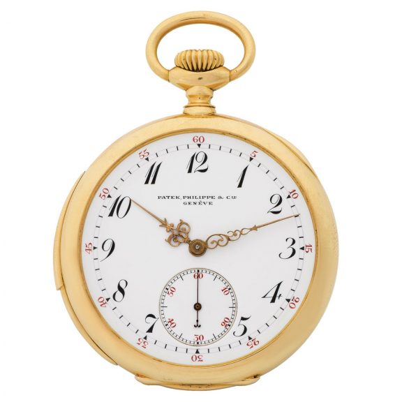 Swiss 18K gold minute repeating keyless pocket watch Circa 1908