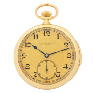 Swiss yellow gold minute repeating lever pocket watch Circa 1920