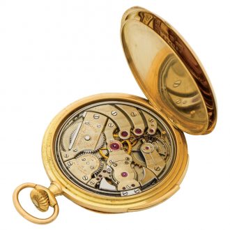 Swiss yellow gold minute repeating lever pocket watch Circa 1920