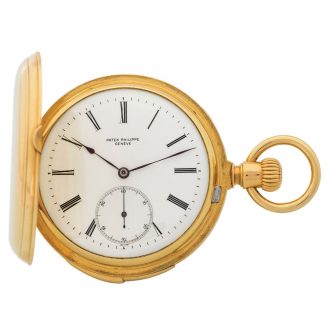 Swiss 18K gold hunting cased minute repeater Circa 1872