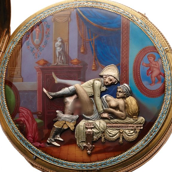 Swiss gold repeater with hidden erotic automaton Circa 1810 Swiss gold repeater with hidden erotic automaton Circa 1810
