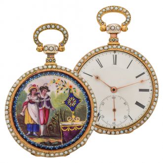 English gold quarter repeating cylinder pocket watch Circa 1830