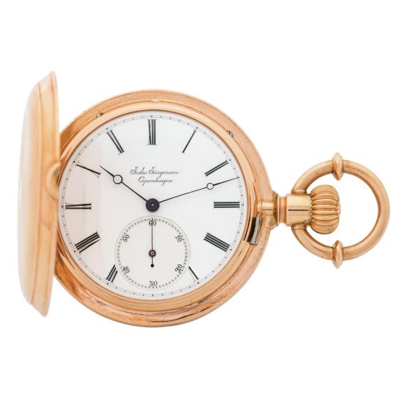Danish 18K pink gold mid-size lever pocket watch Circa 1880