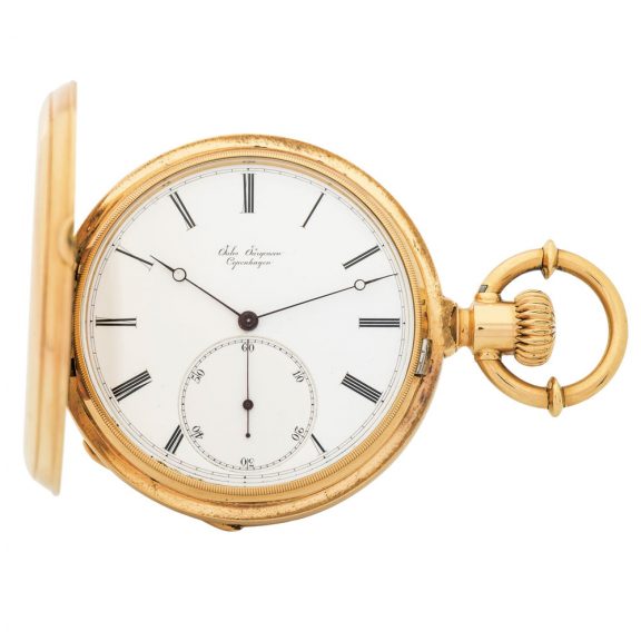 Danish yellow gold keyless lever pocket watch Circa 1872
