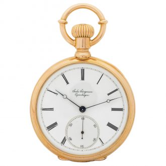 Danish pink gold open faced keyless pocket watch Circa 1882