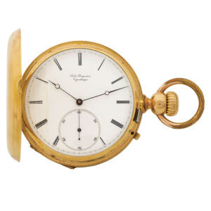 Danish gold engine-turned keyless pocket watch Circa 1880